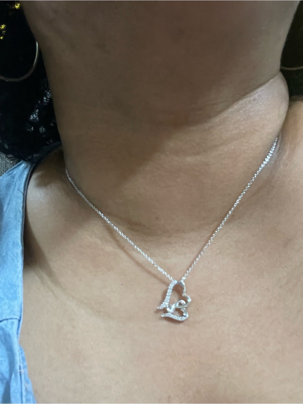Sterling Silver Heart Pendant Necklace - Silver
